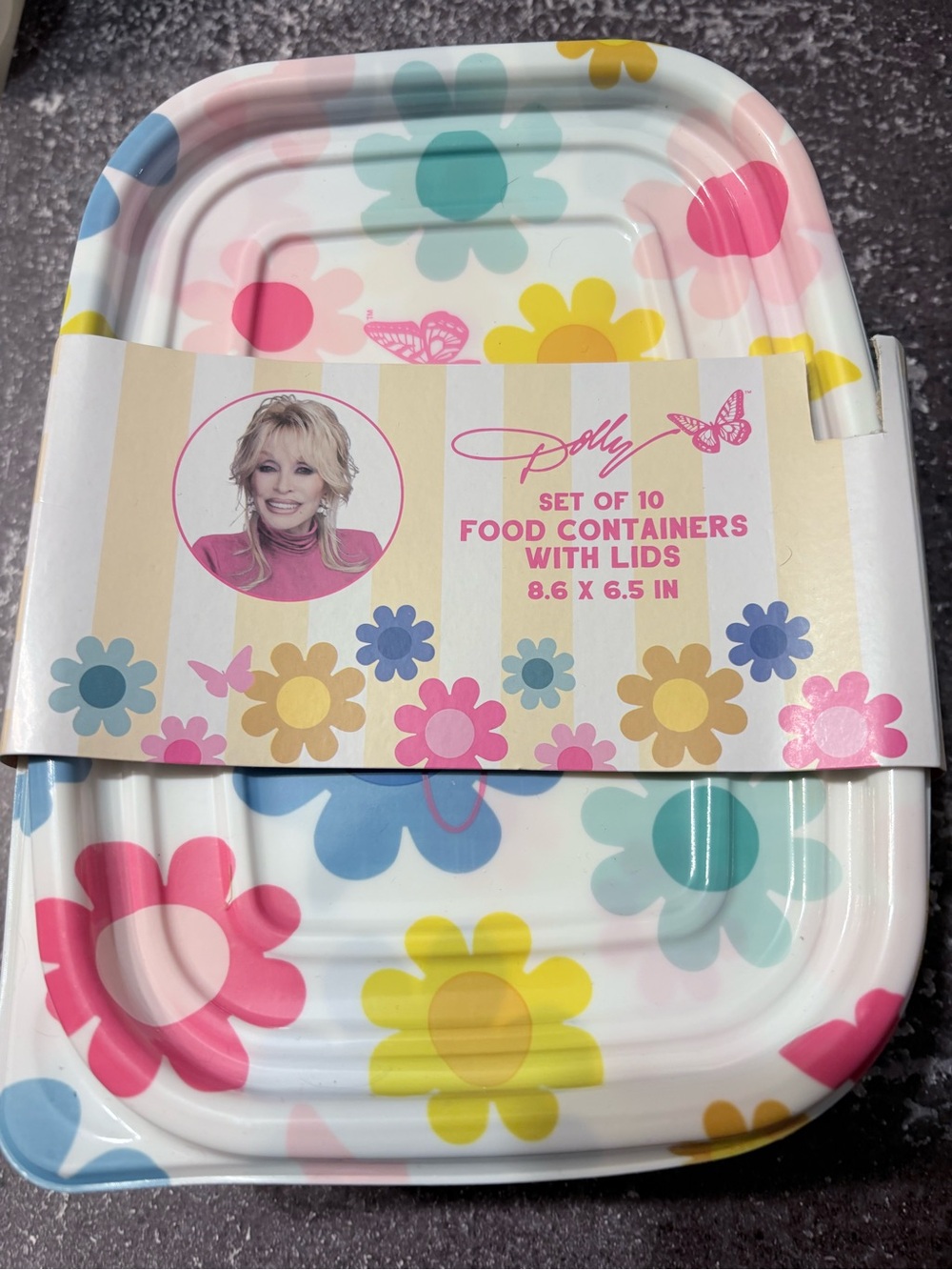 Dolly Parton Floral Food StoContainers w/Lids Set of 10 Retro Flower Kitchen